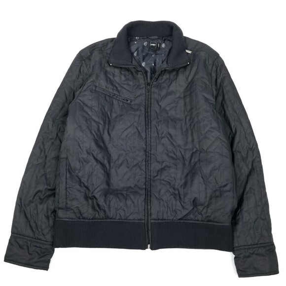 O'Neill Quilted Zip Bomber‎ Ribbed Knit Surf Jacket Mens Large Blue Black - Picture 1 of 7